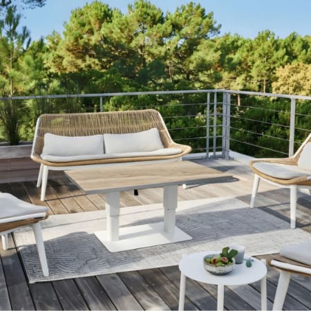 Table de jardin aluminium - Plateau c&eacute;ramique Kedra - 150x80 cm - 4/6 personnes image en situation