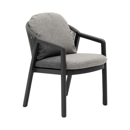 Fauteuil de jardin aluminium - Assise habill&eacute;e de cordes fines en r&eacute;sine synth&eacute;tique - Copenhagen