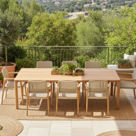 Table Ecrins 240 x 98,5 cm - Teck image en situation