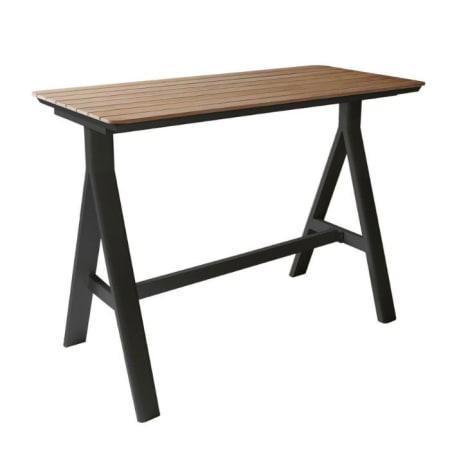 Table haute de jardin alu/Teck - Leather - L.150 x l.70 cm - 4/6 personnes