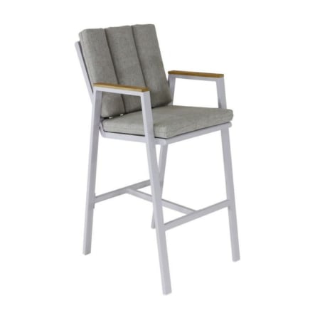 Chaise haute de jardin aluminium et accoudoirs Teck - Leather