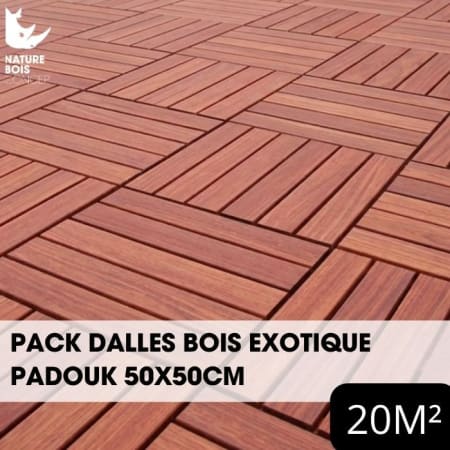 Pack Caillebotis - PADOUK - 50 x 50 cm x Ep.3.8 cm - de 20 m&sup2;