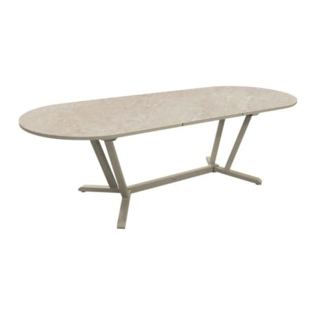 Table de jardin ovale extensible aluminium plateau HPL - Vita - L.200/260 x l.110 cm - 8/12 personnes