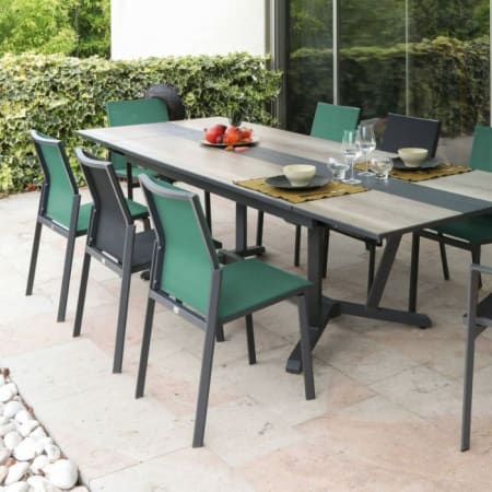 Chaise de jardin empilable aluminium et toile - Delia vert