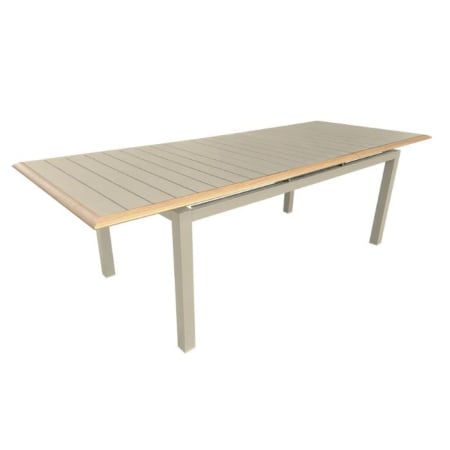 Table de jardin extensible aluminium plateau &agrave; lattes - Palma - L.187/247 x l.100 cm - Cr&egrave;me