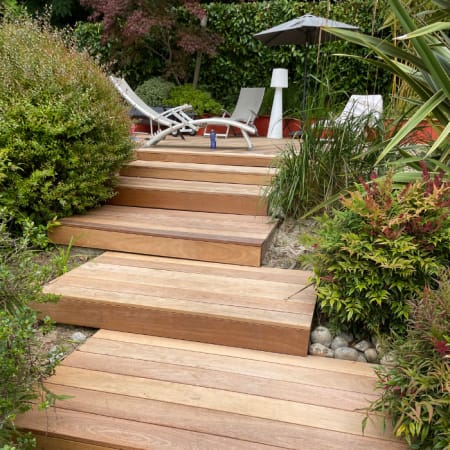 Lame terrasse bois exotique - IP&Eacute; - LISSE - Ep.21 mm / l.145 mm - Grandes longueurs