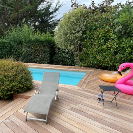 Lame terrasse bois exotique - IP&Eacute; - LISSE - Ep.21 mm / l.145 mm - Grandes longueurs