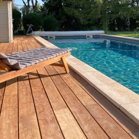 Lame terrasse bois exotique - MUIRACATIARA / TIGER WOOD - LISSE - Ep.21 mm / l.145 mm - Petites longueurs