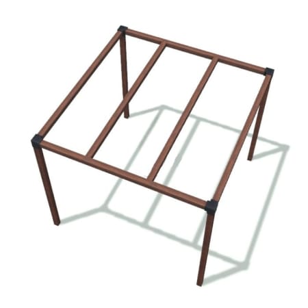Kit Pergola Bois Autoport&eacute;e 90 - Pin Trait&eacute; Brun L3 m x L3 mx H2.5 m