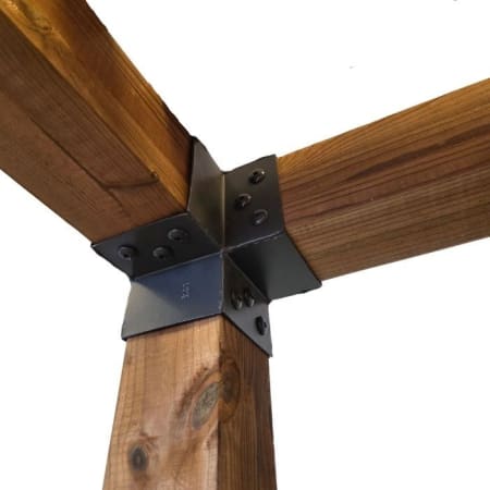 Kit Pergola Bois Autoport&eacute;e 90 - Pin Trait&eacute; Brun L3 m x L3 mx H2.5 m