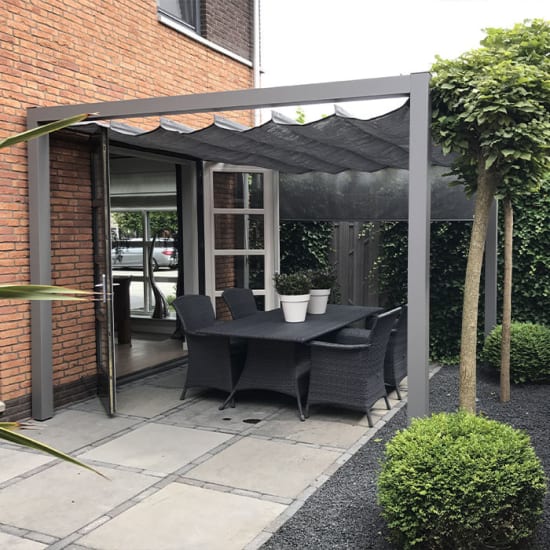 Pergola Aluminium Compl&egrave;te Autoportante + Store harmonica - 319x319 - Nesling