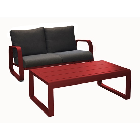 Canap&eacute; Antonino 2 places + table basse - rouge