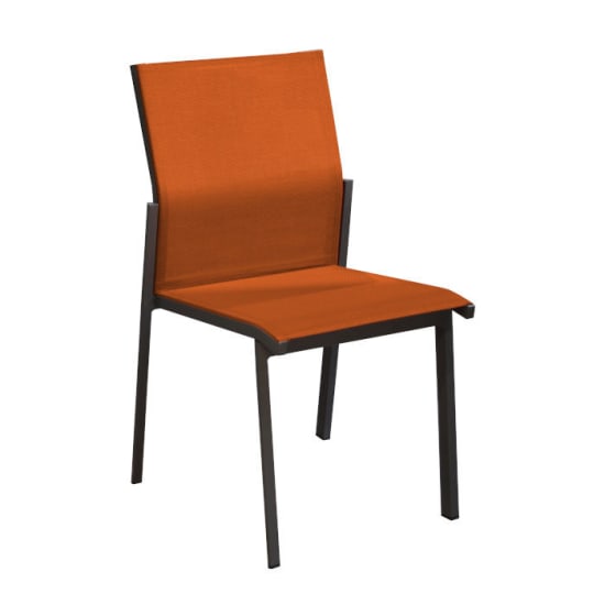 Chaise de jardin empilable aluminium et toile - Delia - graphite/paprika