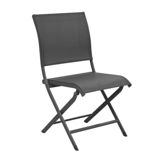 Chaise de jardin pliante aluminium et toile - &Eacute;l&eacute;gance - graphite/BBC