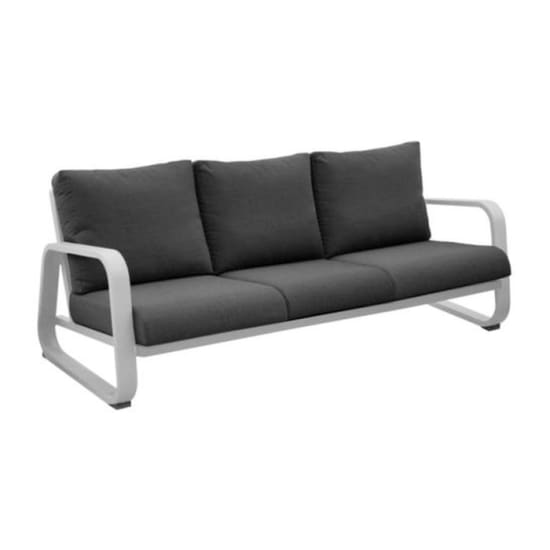 Canap&eacute; aluminium avec coussins - Antonino - 3 places - Blanc / Gris