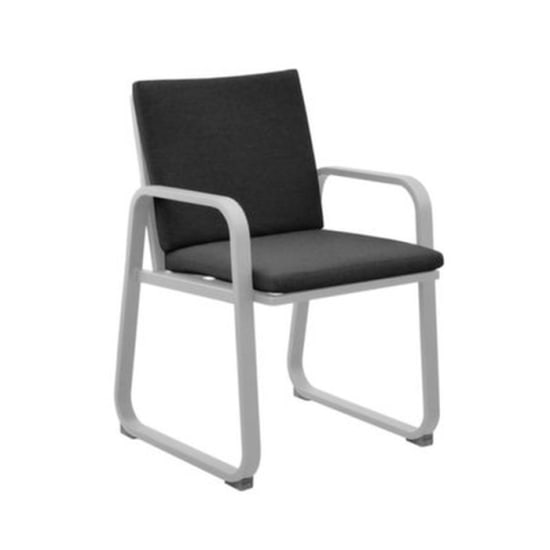 Chaise de jardin aluminium et coussins - Antonino - Blanc / Gris