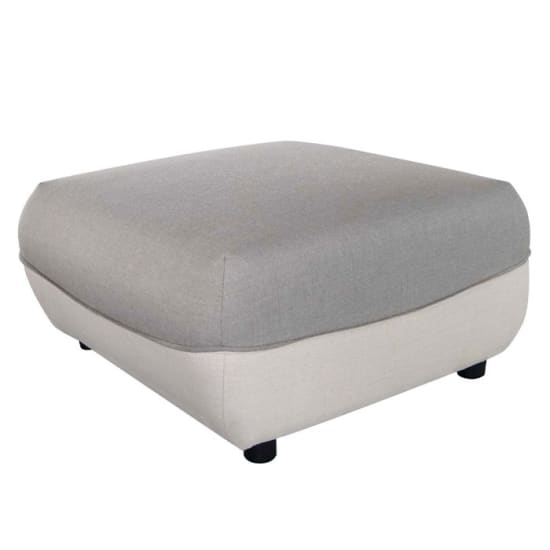 Tabouret pouf de jardin aluminium et tissu - Cosi - Ch&acirc;ssis cr&egrave;me et coussin gris