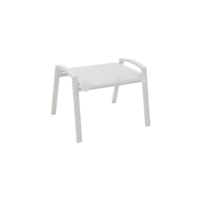 Tabouret de jardin empilable aluminium et toile - Élégance - blanc/blanc Tabouret de jardin empilable aluminium et toile - Élégance - blanc/blanc