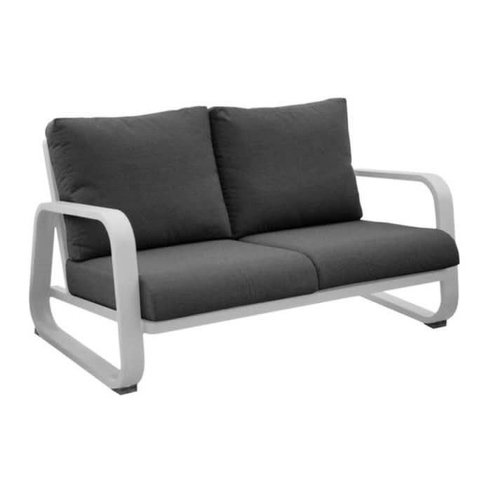 Canapé aluminium avec coussins - Antonino - 2,5 places - Blanc / Gris Canapé aluminium avec coussins - Antonino - 2,5 places - Blanc / Gris