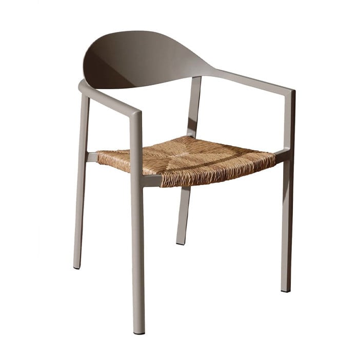 Fauteuil de jardin empilable aluminium et r&eacute;sine synth&eacute;tique - Bage - Couleur sand/beige