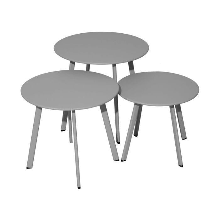 Table basse de jardin ronde acier &eacute;poxy - Massa&iuml; - &Oslash; 45 cm gris