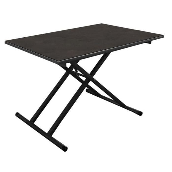 Table basse &eacute;l&eacute;vatrice aluminium et plateau c&eacute;ramique - Pump - L.120 x l.80 cm