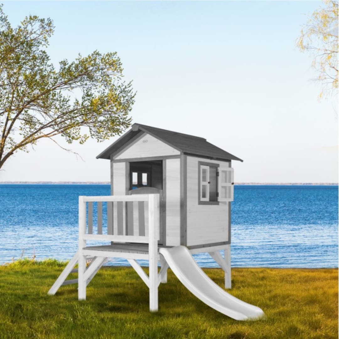 Cabane en Bois pour Enfant avec Toboggan Blanc Lodge XL Axi 3 coloris