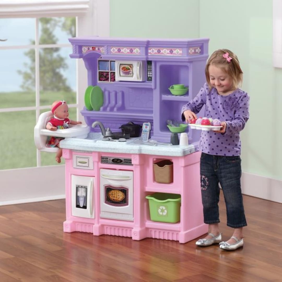 Step2 Contemporary Chef Kitchen Cuisine Enfant en Plastique, Jouet Cuisine  pour Enfants avec Kit accessoires de 20 Pièces