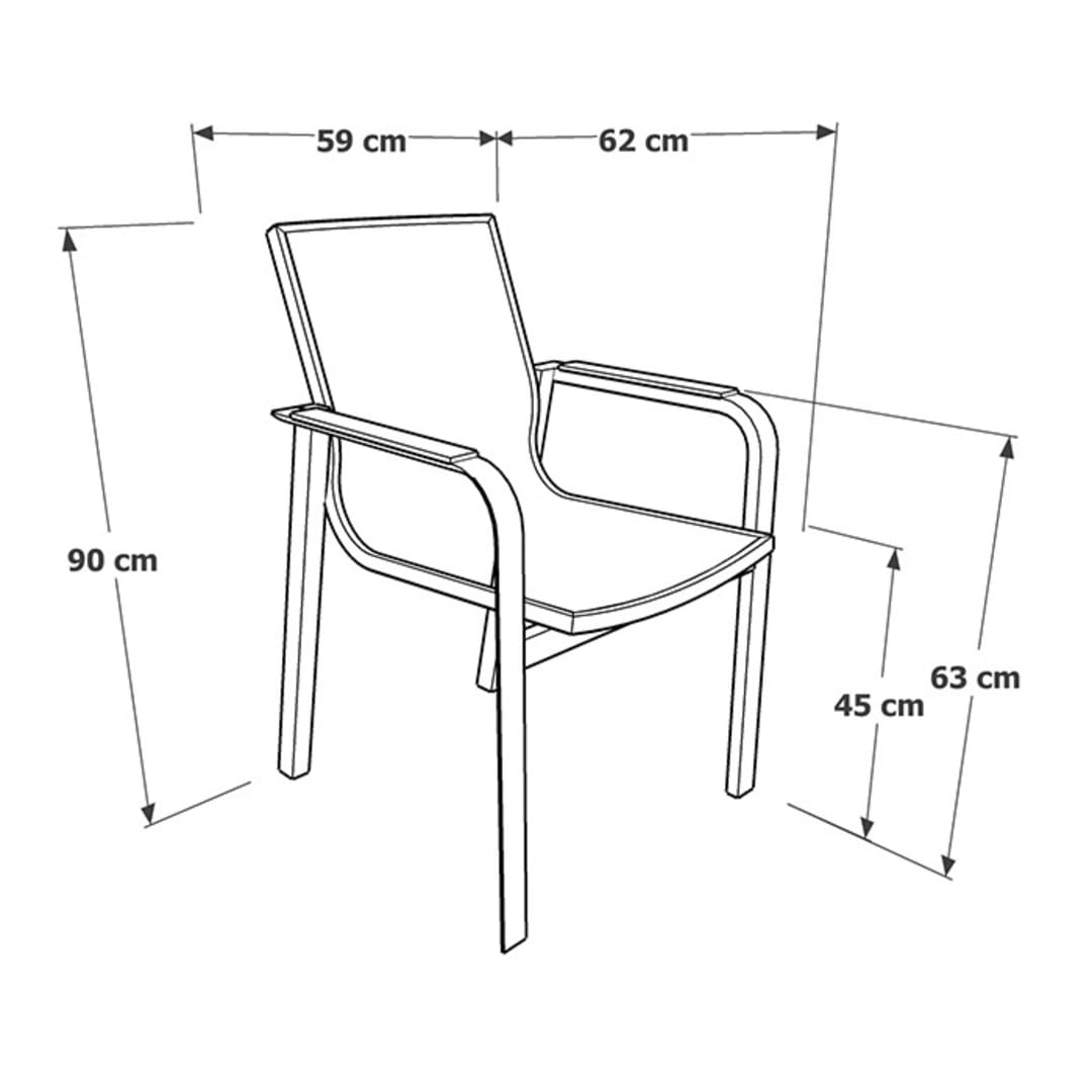Fauteuil de jardin empilable Aluminium - Rotonde - L.59 x l.62 x H.90 ...