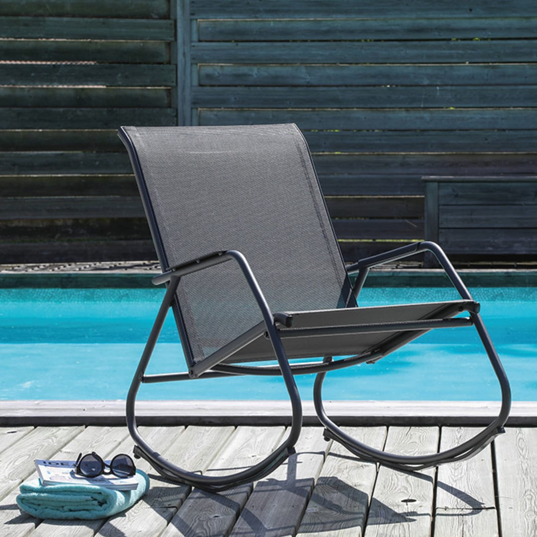 Fauteuil détente de jardin Noa - Acier - Toile - 2 coloris disponibles