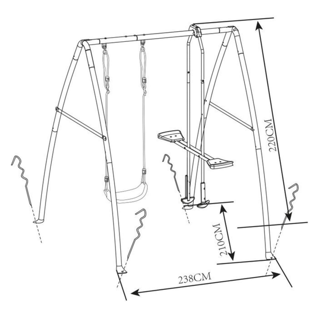 Portique Métal En Forme De A Pour Balançoire Avec Piquets D'ancrage 196 X 182.5 X 185 Cm : Chez
