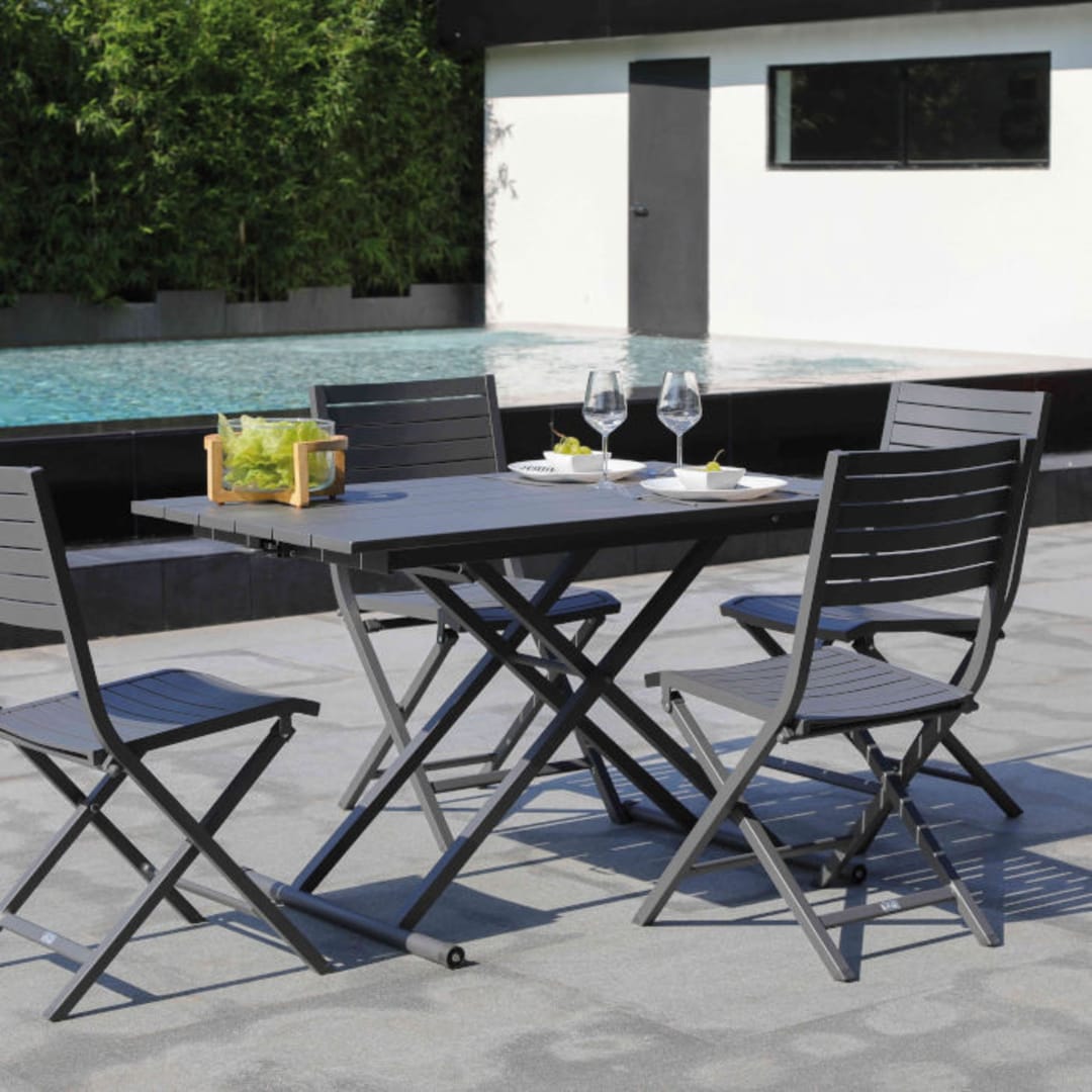 Table de jardin pliante en aluminium 4 personnes - Marius