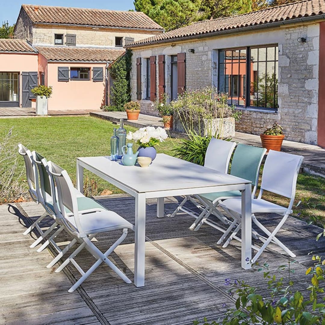 Table de jardin Stoneo Aluminium Céramique Kedra® 6 personnes