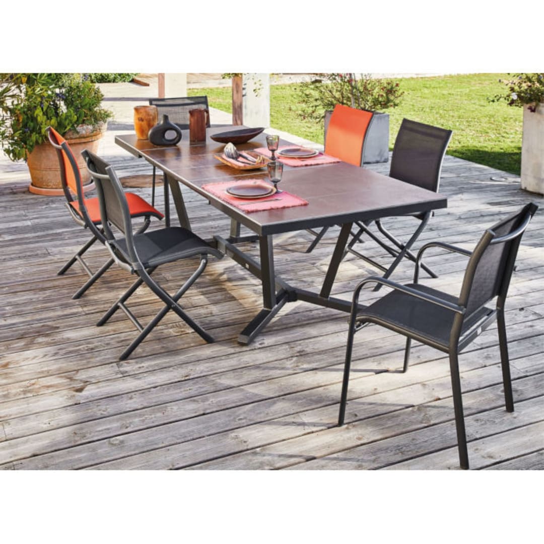 Table de jardin extensible Vita Alu Lames Céramique Kedra® 8/10