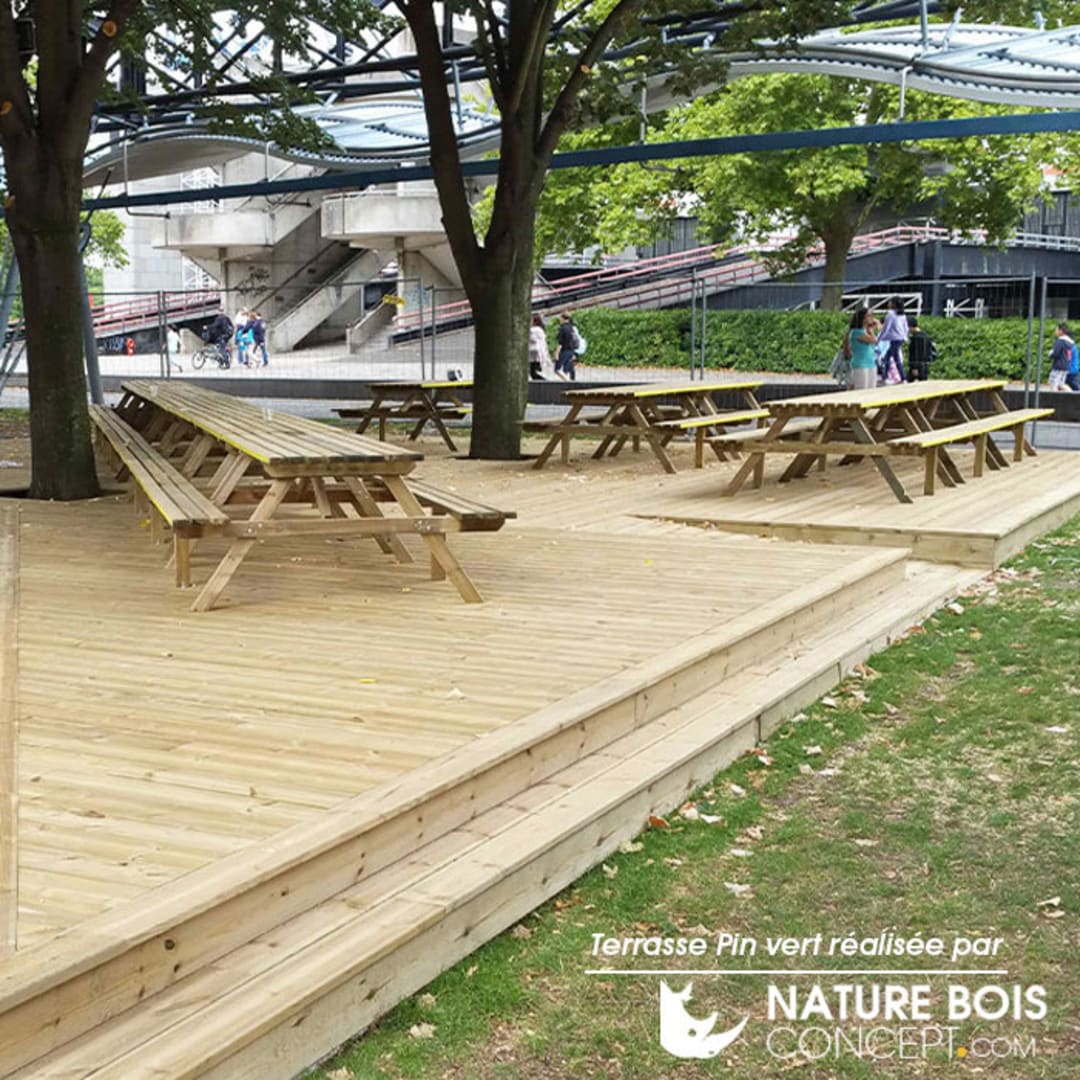 pack terrasse pin vert lisse lame lambourde vis foret etage