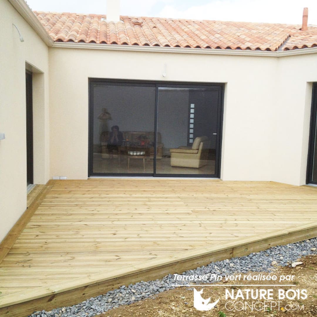 pack terrasse pin vert lisse lame lambourde vis foret etage