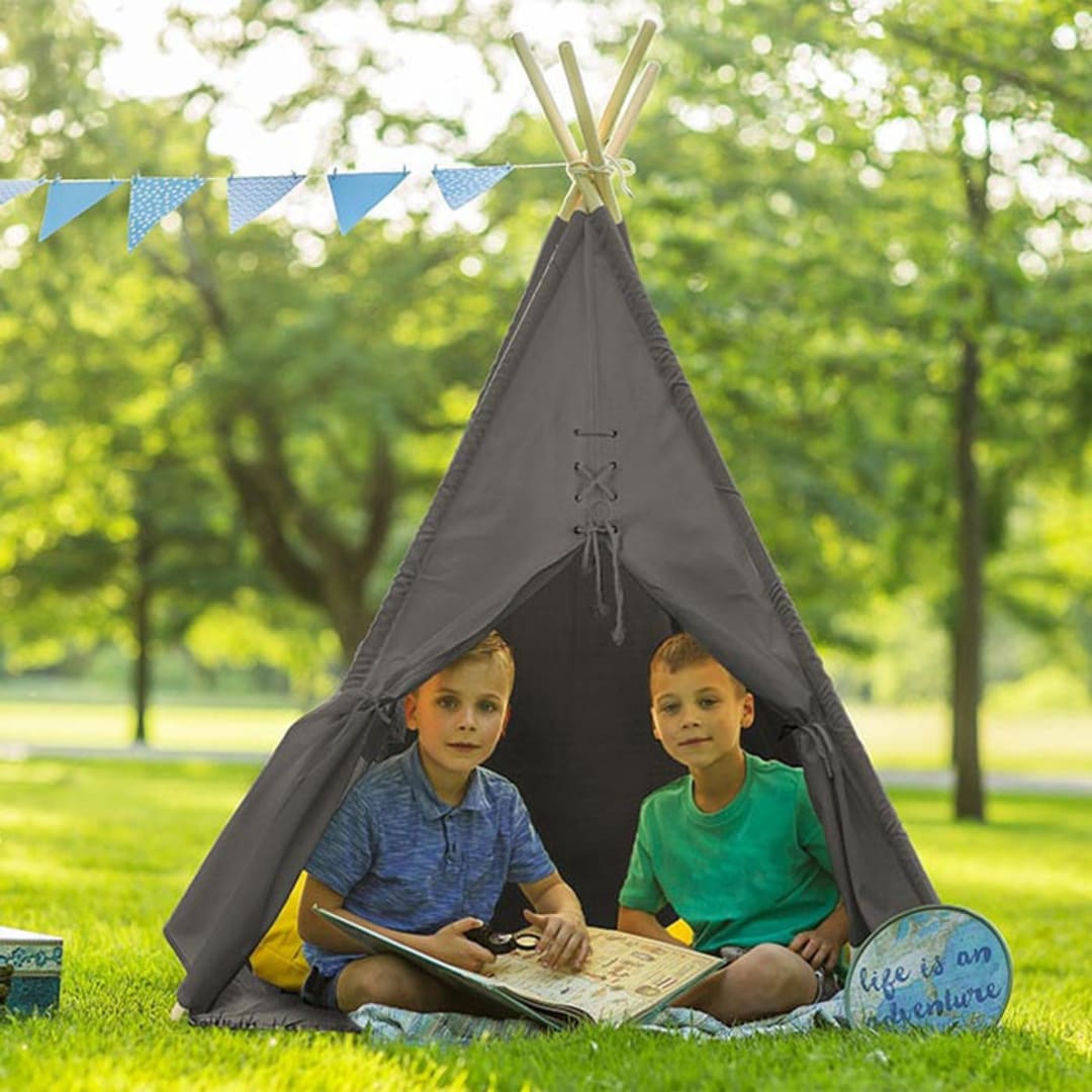 Tente Tipi En Coton Et Bois Pour Enfant Mod le Alba Gris Par Sunny tente-tipi-en-coton-et-bois-pour-enfant-mod-le-alba-gris-par-sunny
