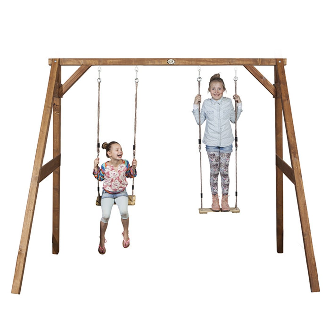 Portique Balançoire Double Forest – 2 Sièges – Bois FSC Certifié – Hauteur 200 Cm – Ancrage Inclus – Durable Et Sécurisé
