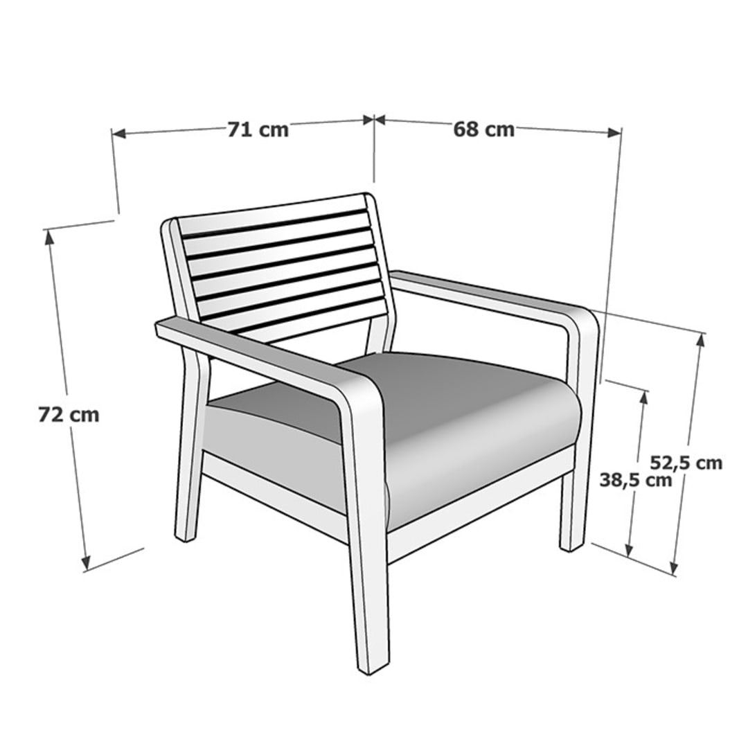 Fauteuil bas de jardin empilable Teck naturel - Aquariva - L.68 x l.71 ...