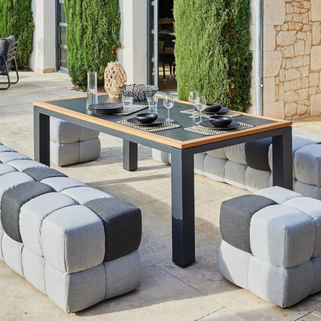 Table de jardin Torino Alu Céramique Kedra® / Teck 8 personnes