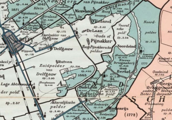 polderkaart 1910 Maas en IJ