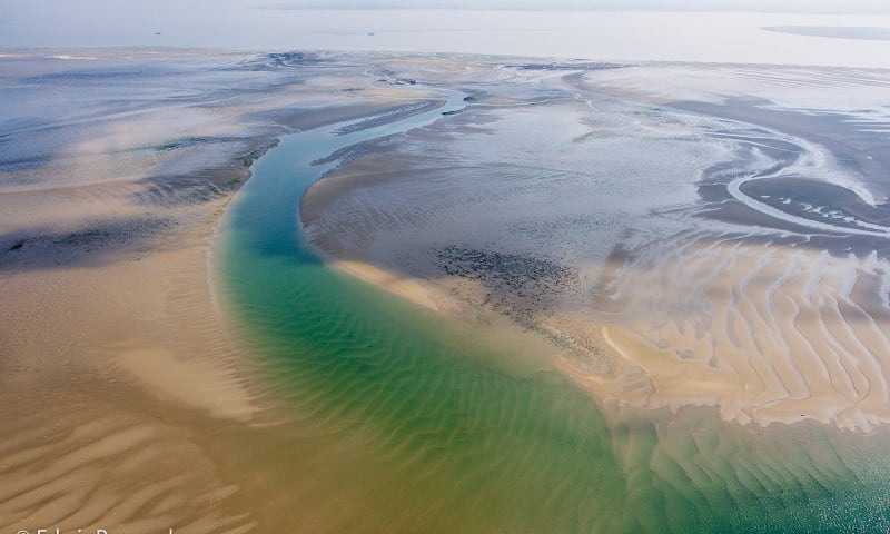 Luchtfoto zandplaten Oosterschelde