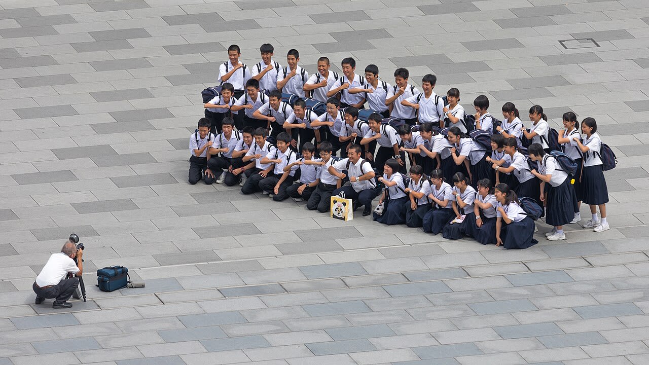 Tokyo street with students