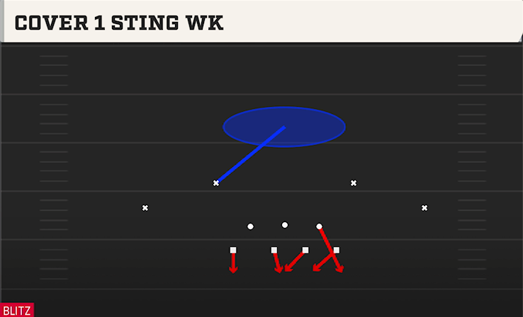 COVER 1 STING WK play diagram College Football 27