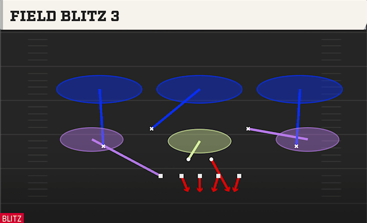 FIELD BLITZ 3 play diagram College Football 27