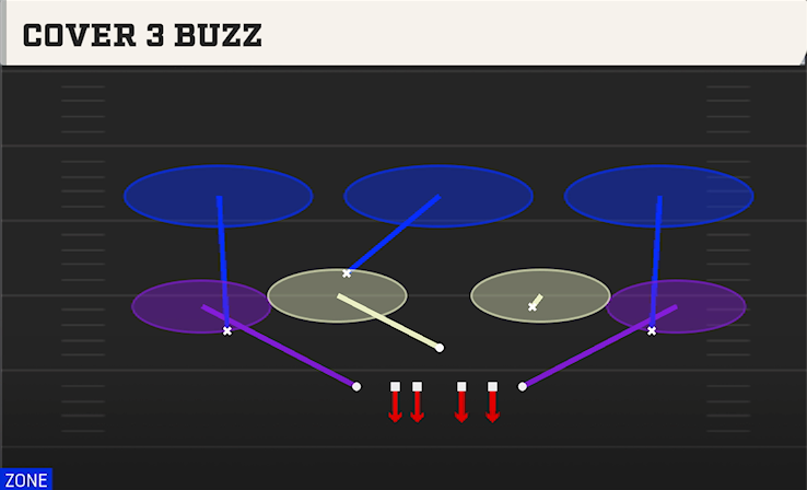 COVER 3 BUZZ play diagram College Football 27