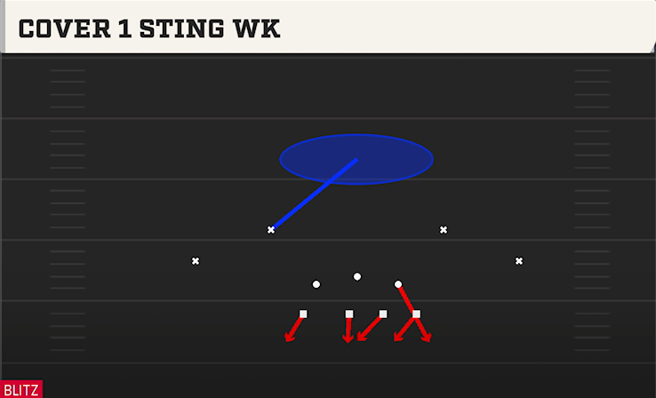 COVER 1 STING WK play diagram College Football 27