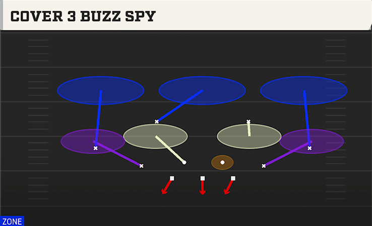 COVER 3 BUZZ SPY play diagram College Football 27