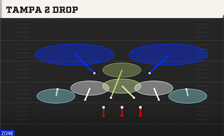 TAMPA 2 DROP play diagram College Football 27