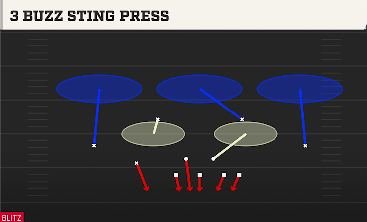3 BUZZ STING PRESS play diagram College Football 27